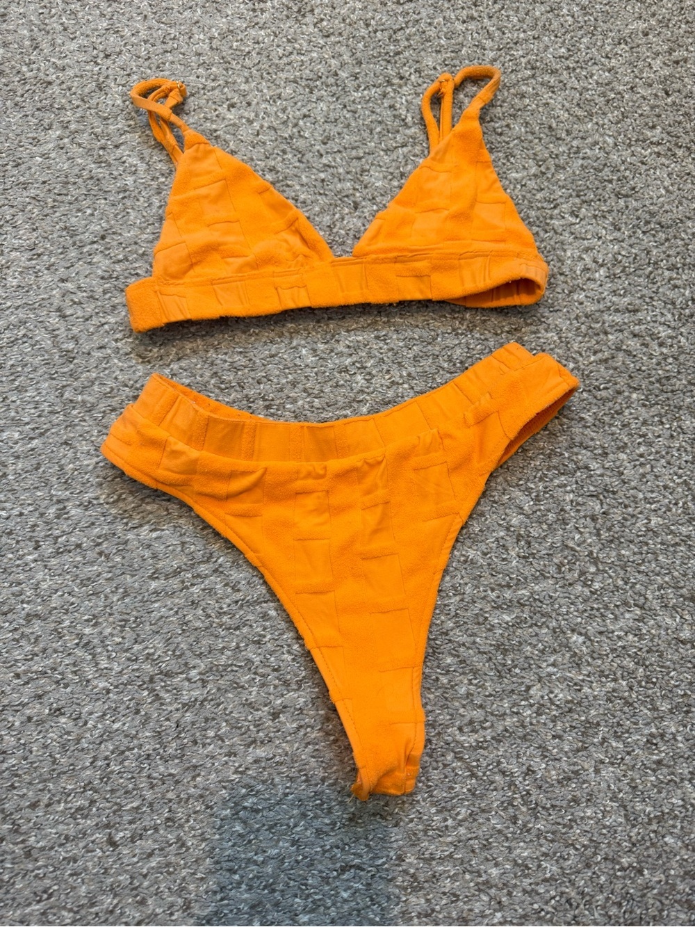 Frankie's Bikinis Orange Textured Triangle Bikini